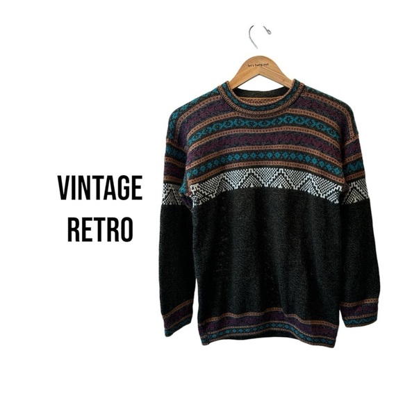 Vintage Sweaters - VINTAGE RETRO Multicoloured Sweater | Medium | Knit